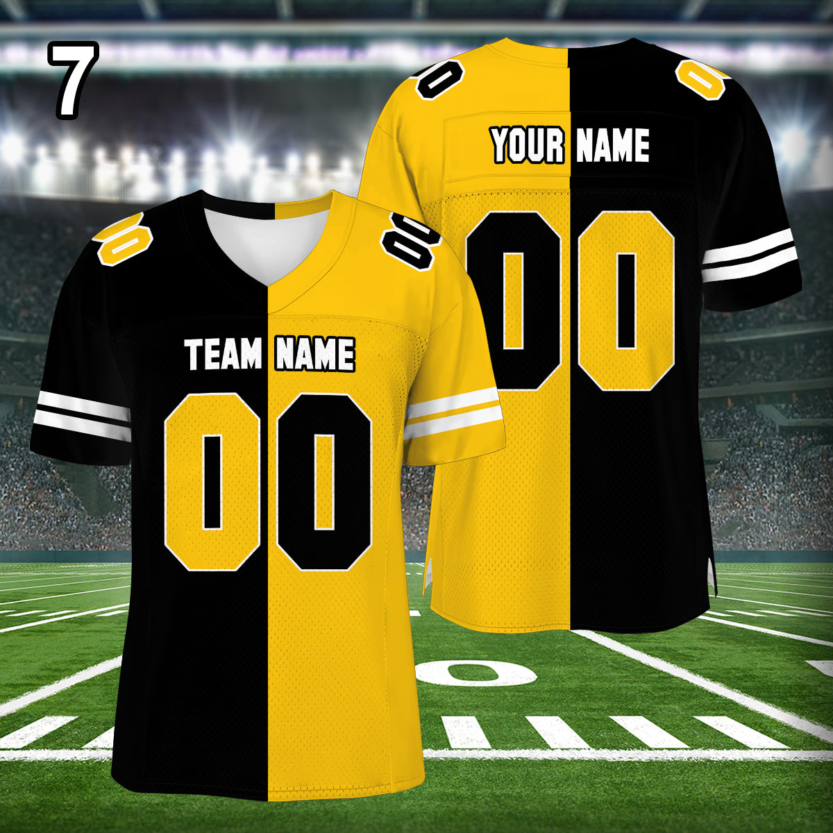 Petthouse | Custom Any Two Football Team, Personalized Team Name And Number Football Jersey, V-neck Short Sleeve Jersey Shirt, Football Jerseys