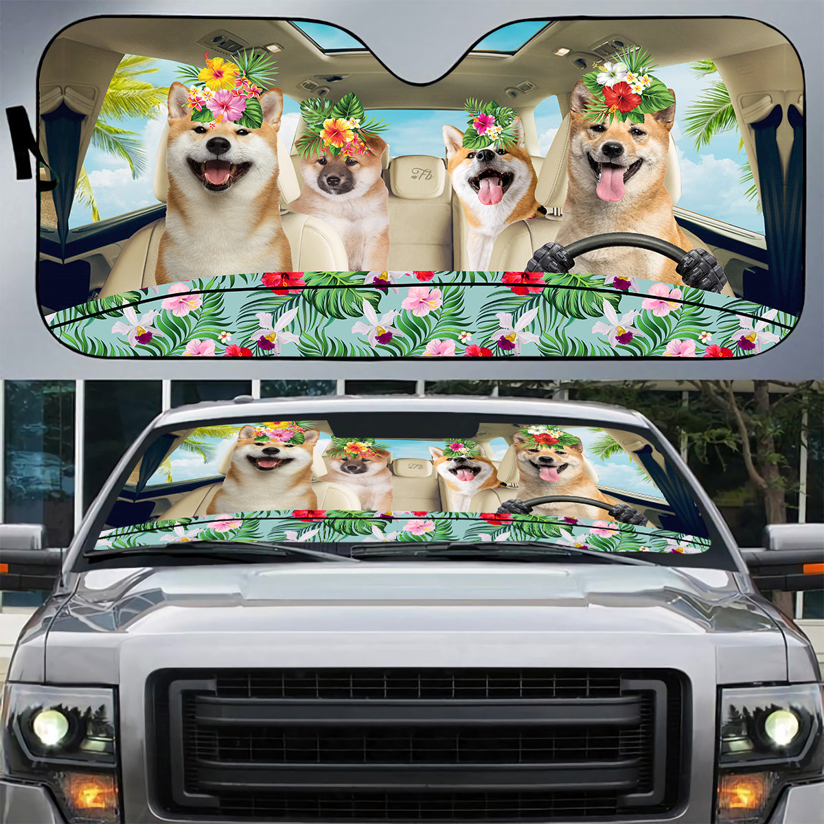 Petthouse | Shiba Inu Cute Windshield Sun Shade Dog Driving Car Automotive Interior Sun Protection Shiba Mom