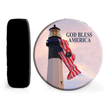 Petthouse | American Light House God Bless America Wheel Tire Covers Jesus Christian Religious