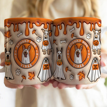 Petthouse | Spooky Dog Vibes Ceramic Mug, Spooky Season 3d Inflated Effect Printed Mug, Cute Dog Ghost