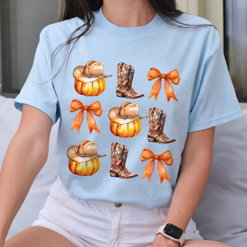 Petthouse | Howdy Pumpkin Western Fall Shirt, Coquette Bow Fall Vibes Western Cowgirl Shirt