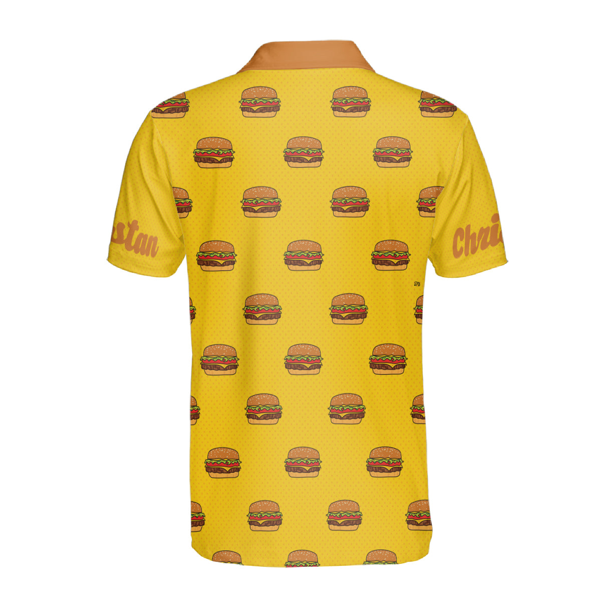 Petthouse | Customized Name Colorful Hamburgers Seamless Pattern Polo Shirt Hamburger Fast Food Shirt Hamburger Lovers