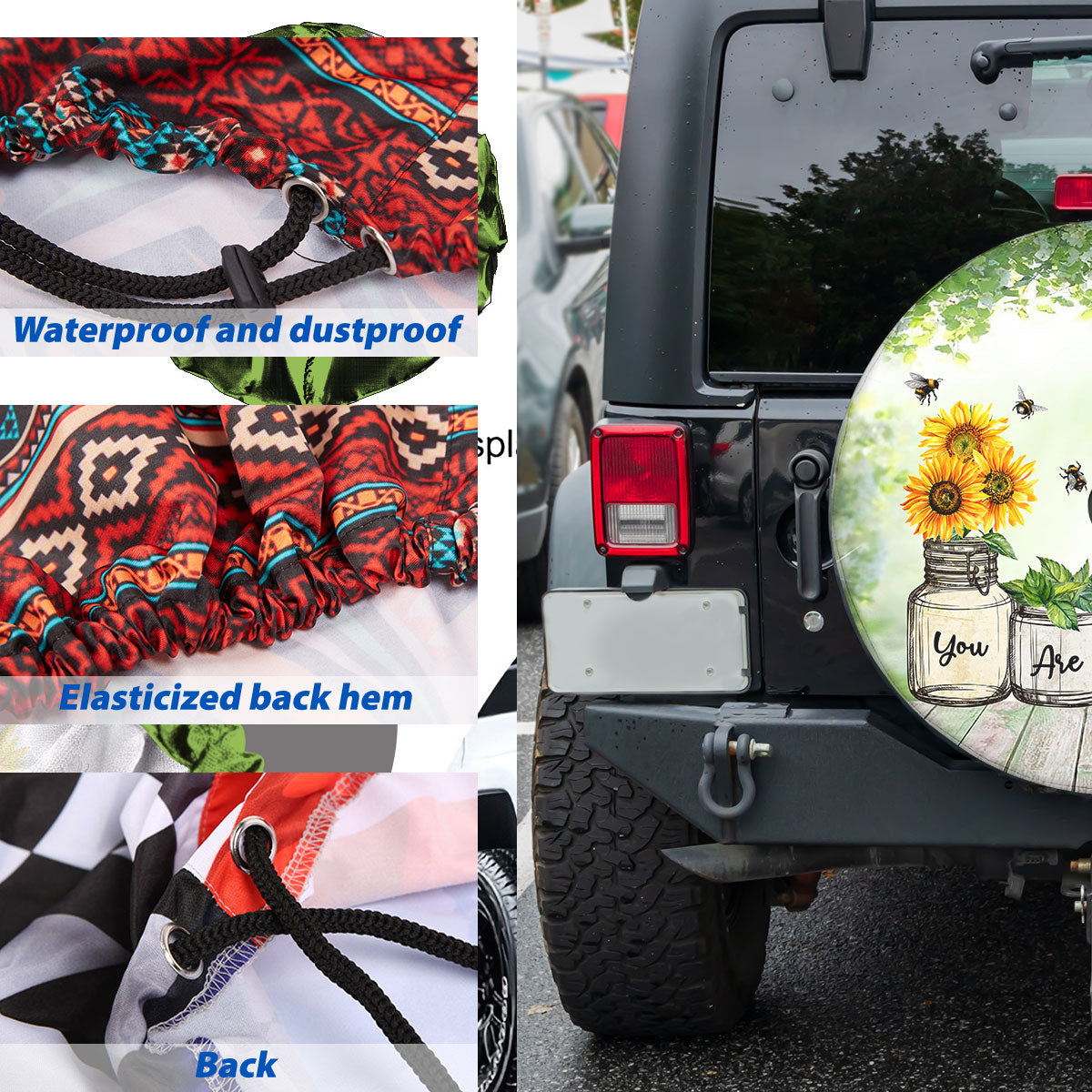 Petthouse | Bee Sunflower Motivation Quote Tire Wheel Protector You Are My Sunshine Daughter Spare Tire Cover