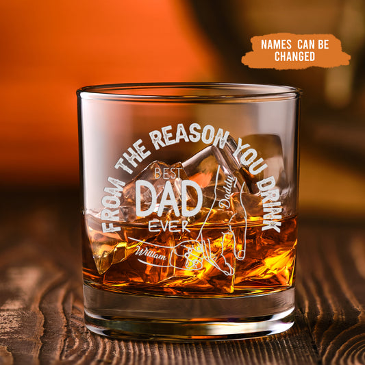 Petthouse | Personalized To Dad From The Reasons You Drink Whiskey Glass, Fist Bump Family Hands