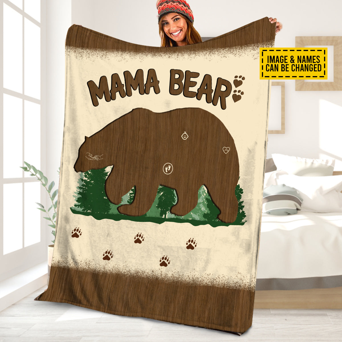 Petthouse | Personalized Photo Mama Bear Fleece Blanket, Best Mom Ever Throw Blanket, Best Mother's Day