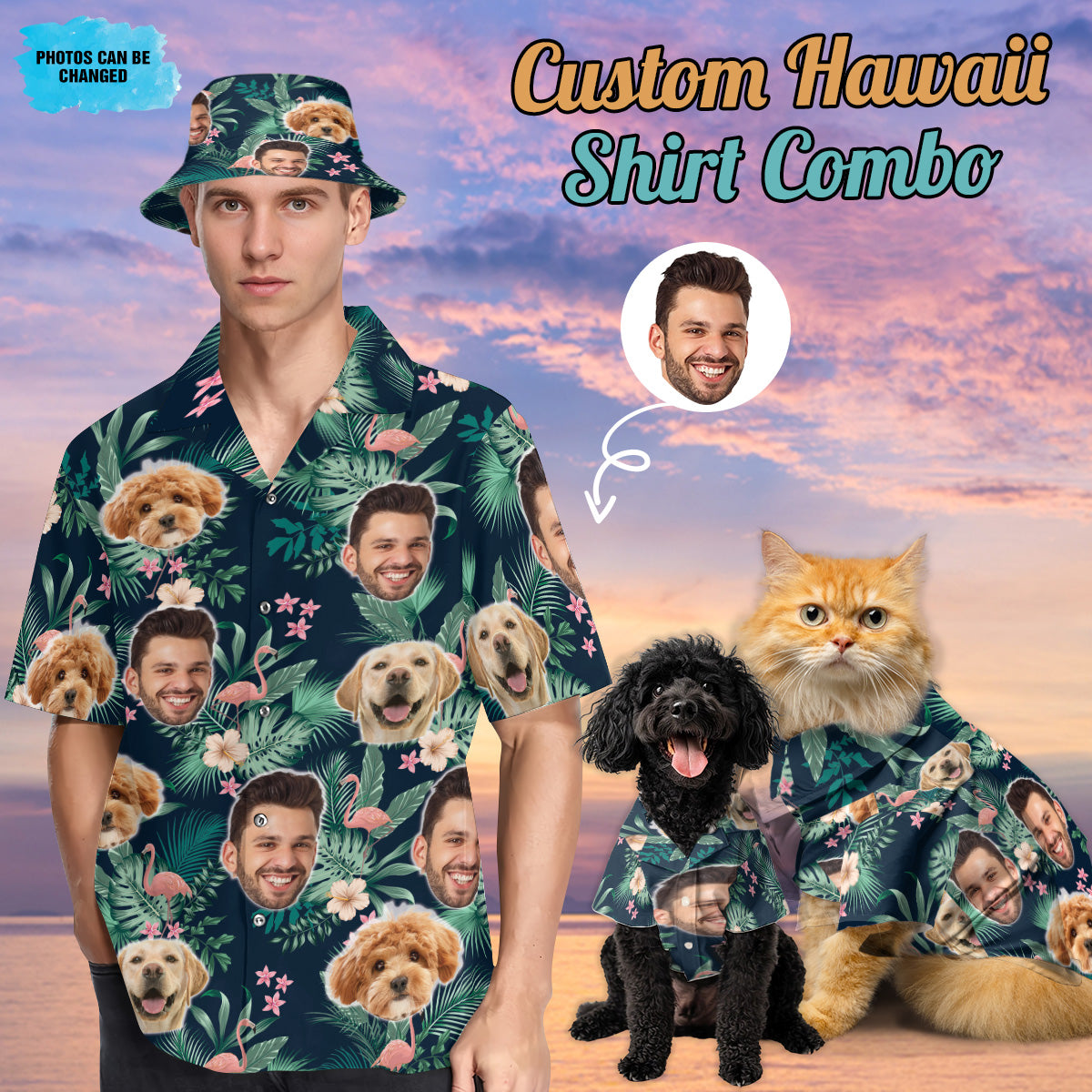 Petthouse | Custom Hawaiian Shirt With Face For Family, Funny Tropical Summer Hawaiian Shirt