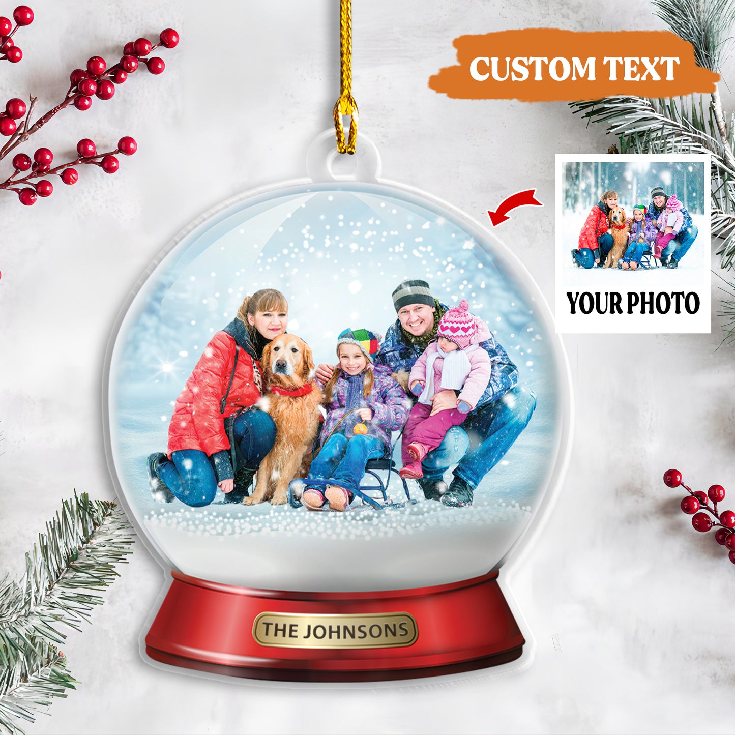 Petthouse | Personalized Family And Pet Ornament, Custom Family And Pet Photo, Christmas Customized Ornament