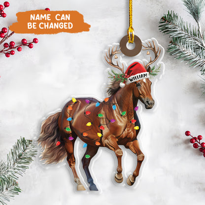 Petthouse | Personalized Horse Christmas Light Ornaments, Horse Running Christmas Ornament, Cowboy Xmas