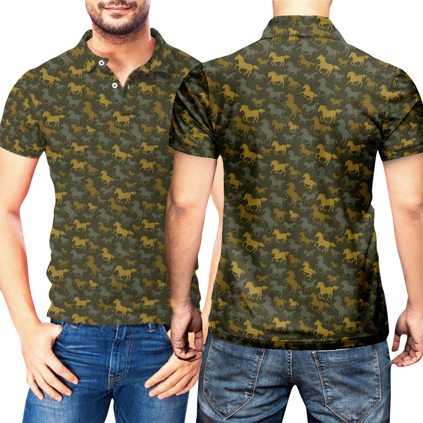 Petthouse | Horse Polo Shirt, Horse Pattern, Polo Shirt For Men, Horse Camo, Cowboy, Horse Lover