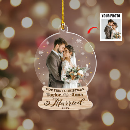 Petthouse | Personalized Couple Ornament, First Christmas Married Ornament, Married Keepsake, Xmas Ornaments