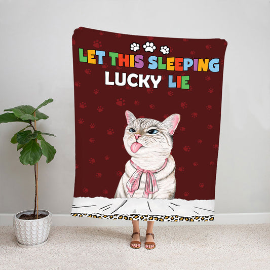 Petthouse | Customized Cat Lovers Sherpa Blanket, Let This Sleeping Lucky Lie Fleece Blanket, Life Is Better With Pets