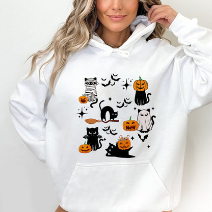 Petthouse | Black Cats Pumpkin Shirt, Spooky Season Shirt, Halloween Ghost Pumpkin Cat Shirt Gift