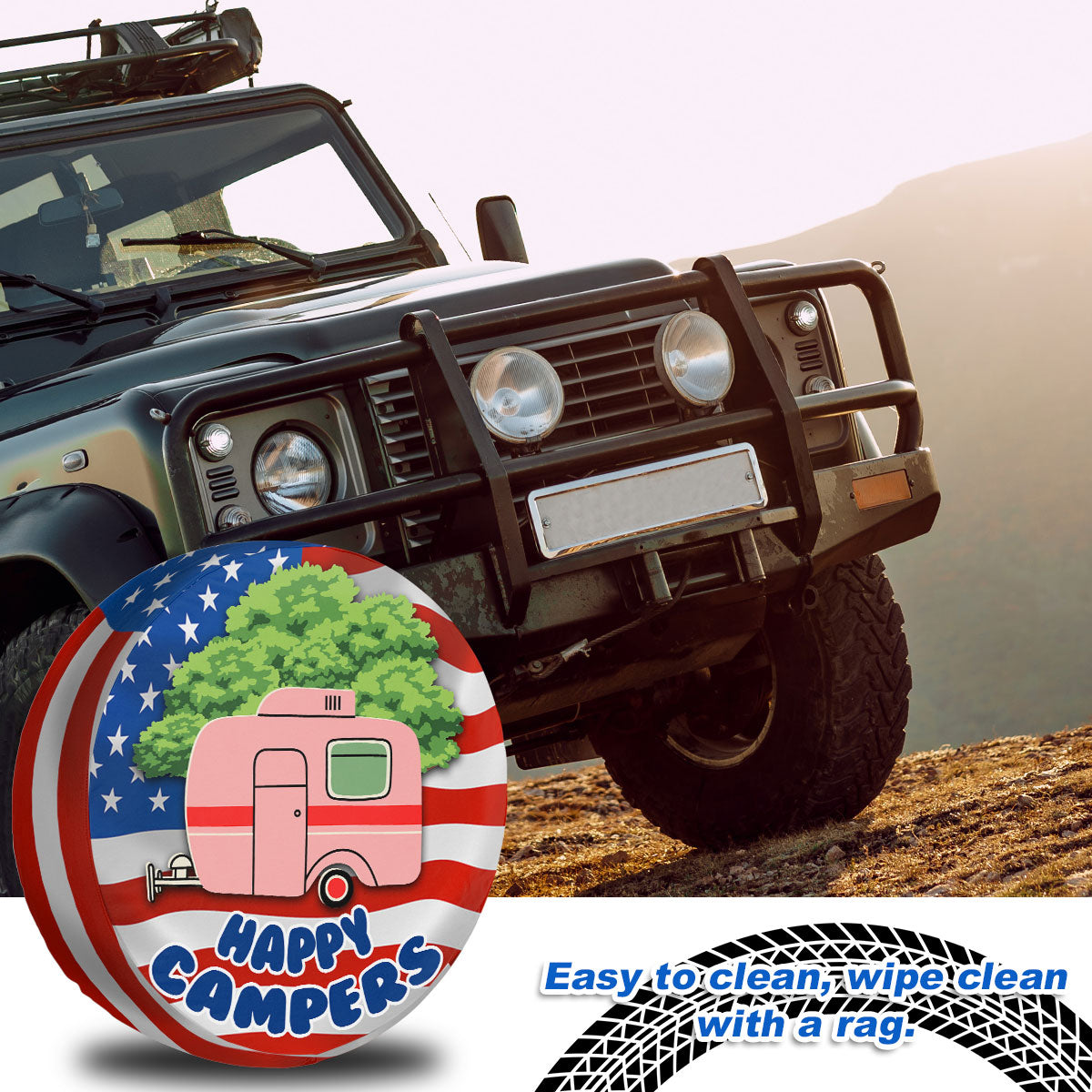 Petthouse | Happy Campers Spare Tire Cover Caravan Camping Car Wheel Tire Covers Usa Flag Print American