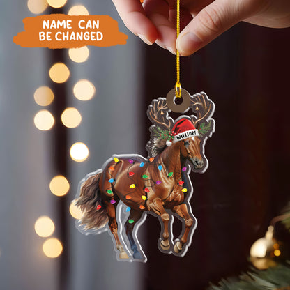 Petthouse | Personalized Horse Christmas Light Ornaments, Horse Running Christmas Ornament, Cowboy Xmas