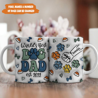 Petthouse | Personalized Dog Human Fist Bump Gift For Dog Dad 3d Inflated Effect Printed Mug