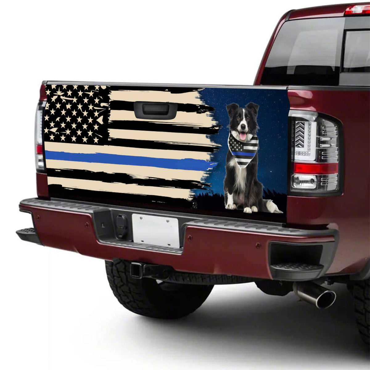 Petthouse | Tailgate Wrap Police Border Collie The Thin Blue Line Tailgate Wrap For Truck Tailgate