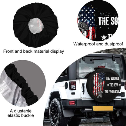 Petthouse | American Veteran Spare Tire Cover Universal Wheel Tire Cover Tire Protectors Father Gift Soldiers