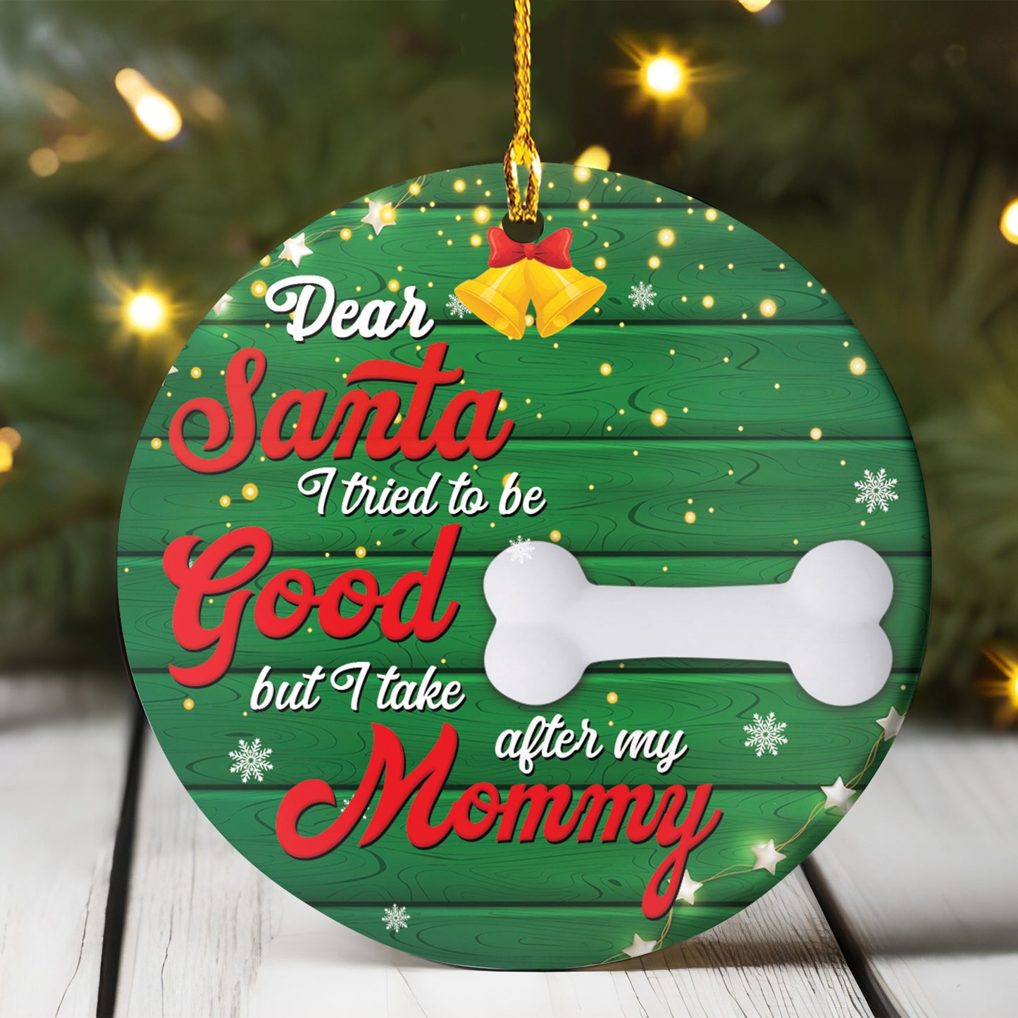 Petthouse | Personalized Dog Christmas Ornament, Dear Santa I Tried To Be Good, Dog Mama Ornament