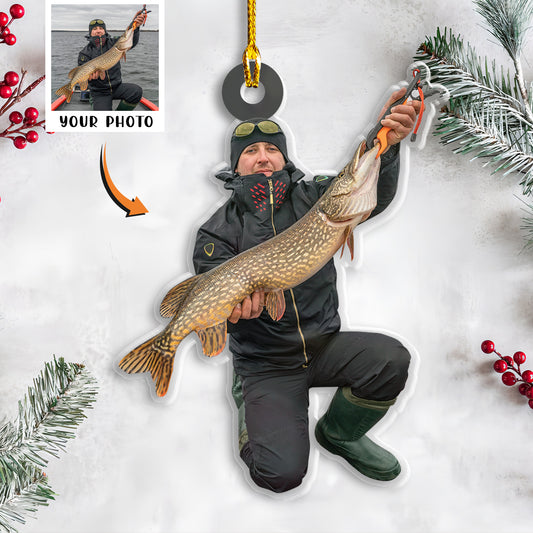 Petthouse | Personalized Fishing Photo Ornament, Fisherman Ornaments, Fishing Ornament Christmas