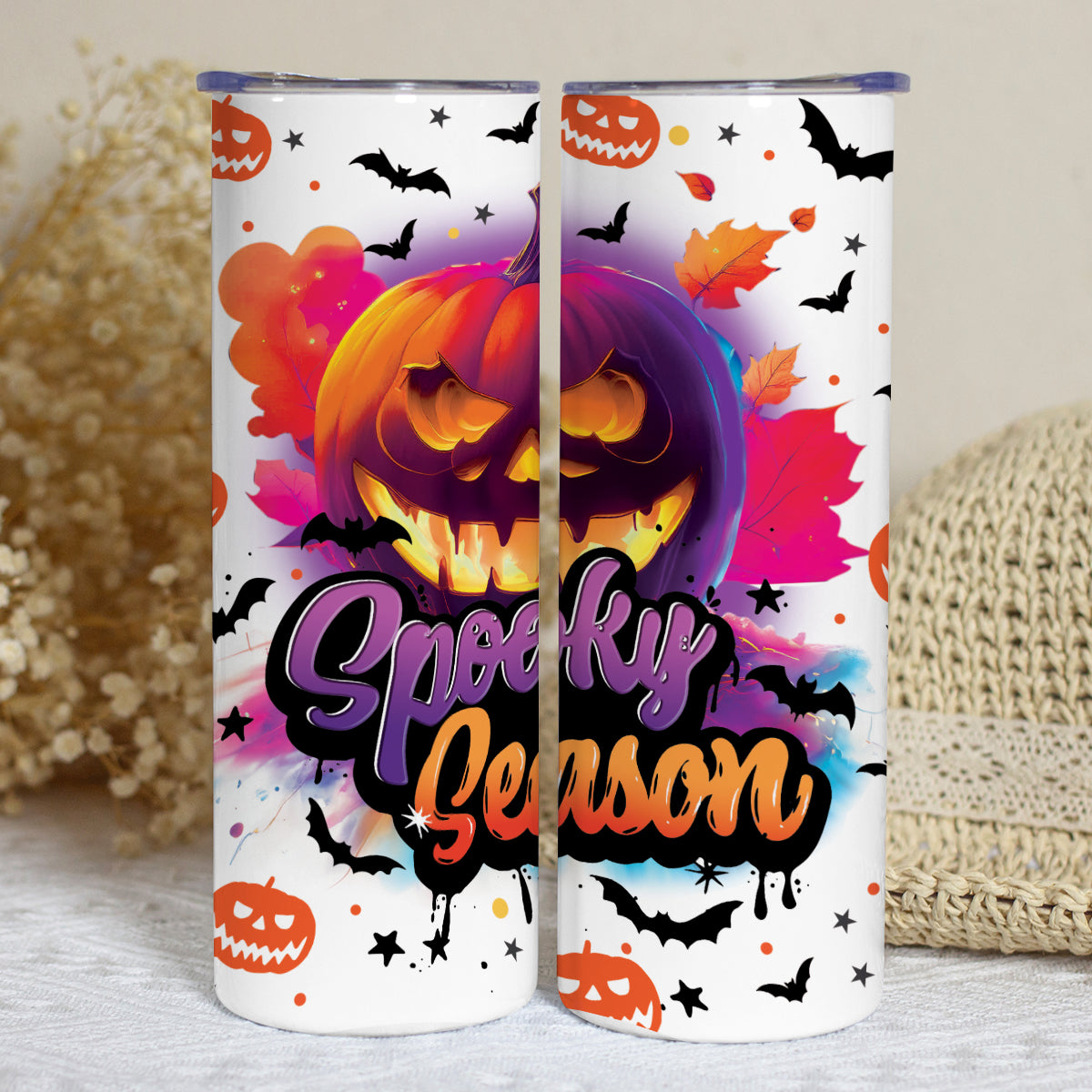 Petthouse | Pumpkin Halloween Tumbler Wrap, Spooky Season 20 Oz Tumbler, Pumpkin Tumbler Wrap Retro