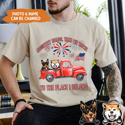 Petthouse | Custom Dog Shirt, Country Roads Take Me Home To The Place I Belong Shirt