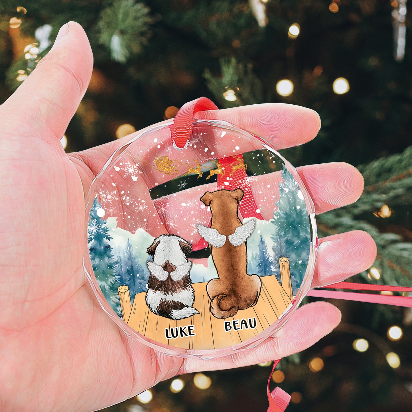 Petthouse | Dog Memorial Christmas Acrylic Ornament, Dog Angels Clear Ornament, Pet Loss, Loss Of Dog