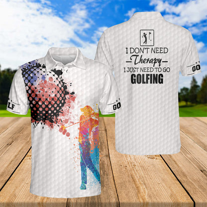 Petthouse | Colorful Golfer Men Polo Shirts Golfing Is Therapy Polo Style Shirt Golf Man Sports Shirt Golfing Lover