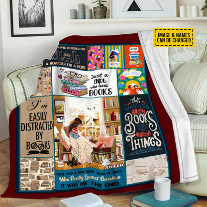 Petthouse | Personalized Just A Girl Who Loves Books Fleece Blanket, Book Lover Throw Blanket, Bookish Bedroom Decor