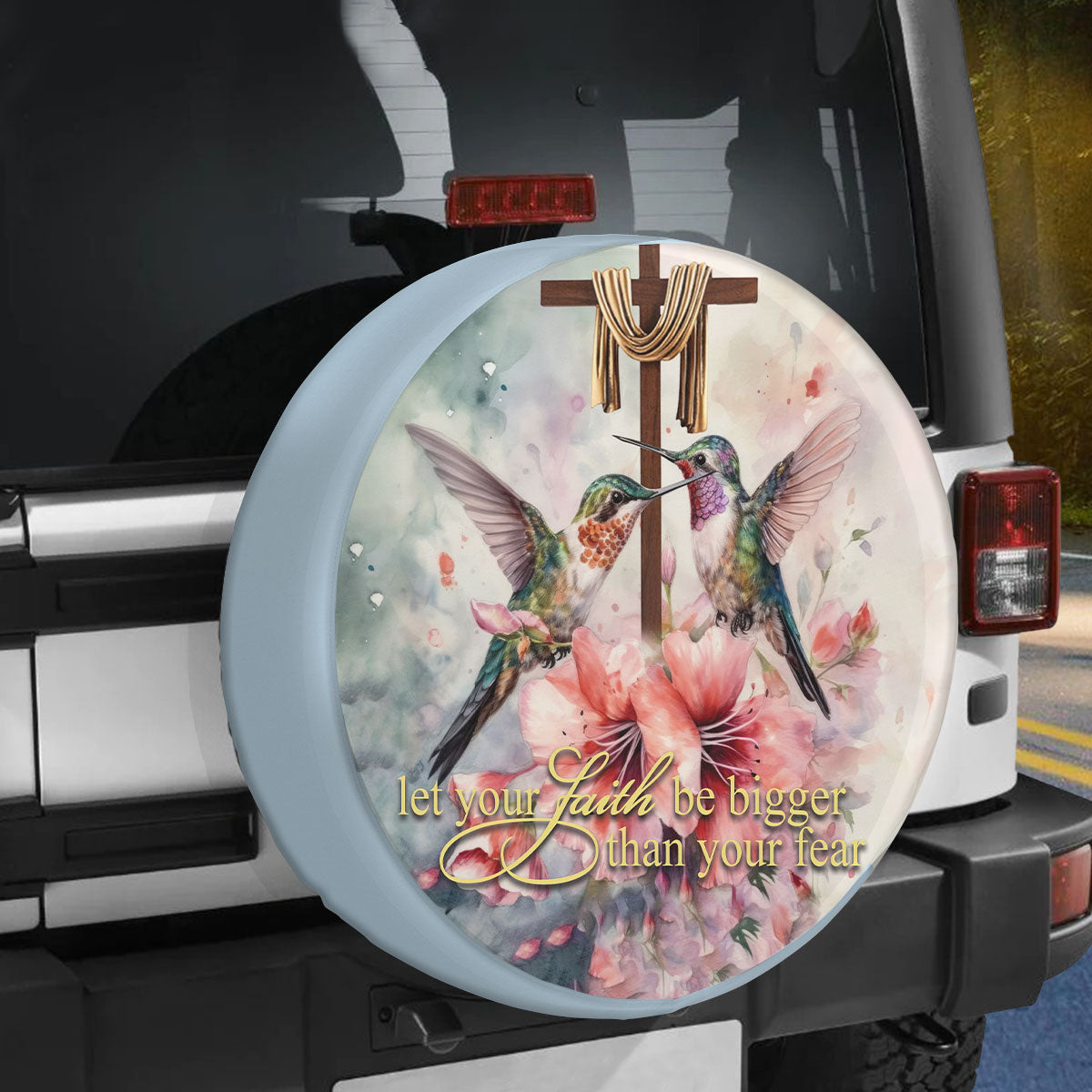 Petthouse | Hummingbird Floral Tire Protector Covers Dad Godfather Gift Universal Fit Let Your Faith Spare Tire Cover