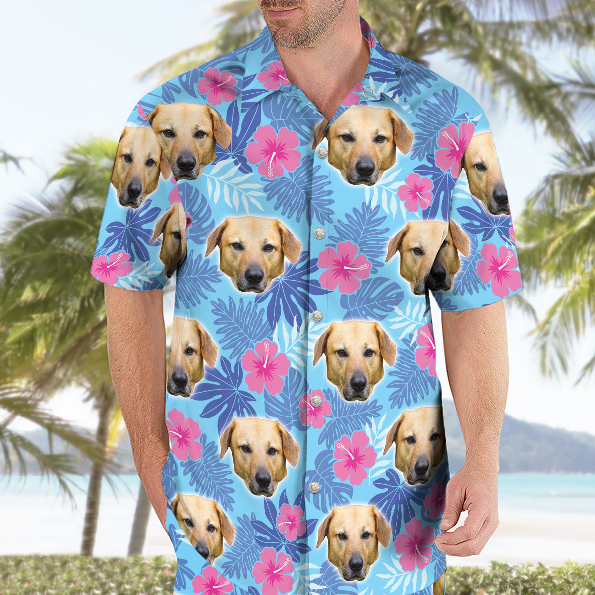 Customized Photo Hawaiian Shirt, Dog Cat Photo Hawaiian Shirts, Funny Button Down Shirt, Tropical Hawaiian Shirt & Shorts