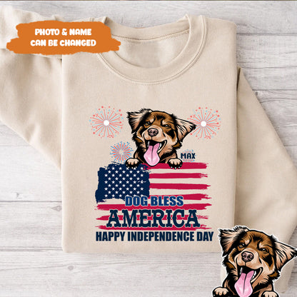 Petthouse | Custom Dog Bless America Shirt, Happy Independence Day, 4th Of July Dog Shirt, Dog Lovers