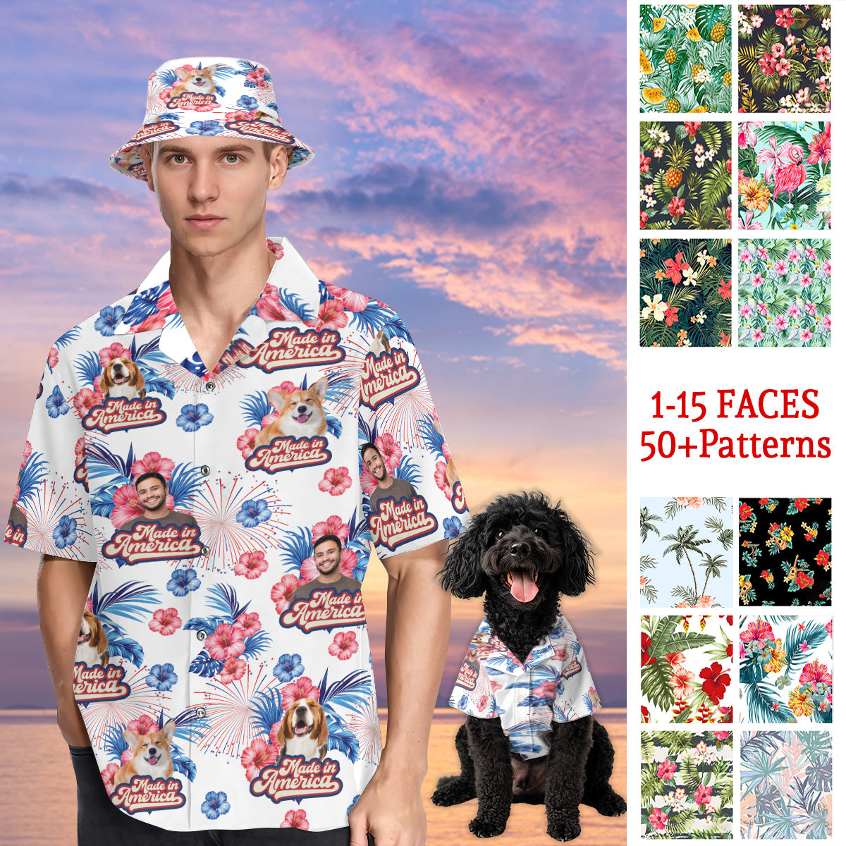 Petthouse | Custom Dog Hawaiian Shirt, Dog Made In America Shirt, Dog 4th Of July, Gift Dog Lovers