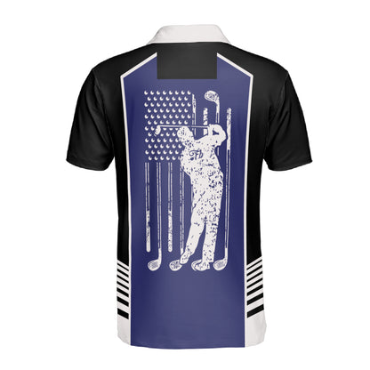 Petthouse | Golf Man Polo Style Shirt American Flag Golf Polo Shirt Golf Player Sports Shirt American Golfer Gift