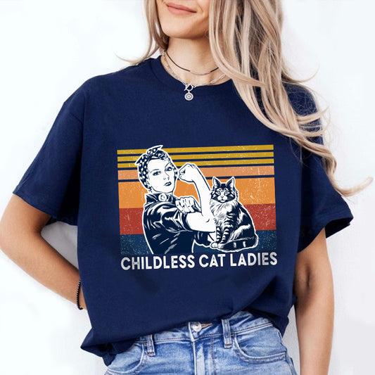 Petthouse | Childless Cat Ladies Shirt, Childless Cat Lady 2024 Shirt, Childless Cat Lady Tee, Blue 2024