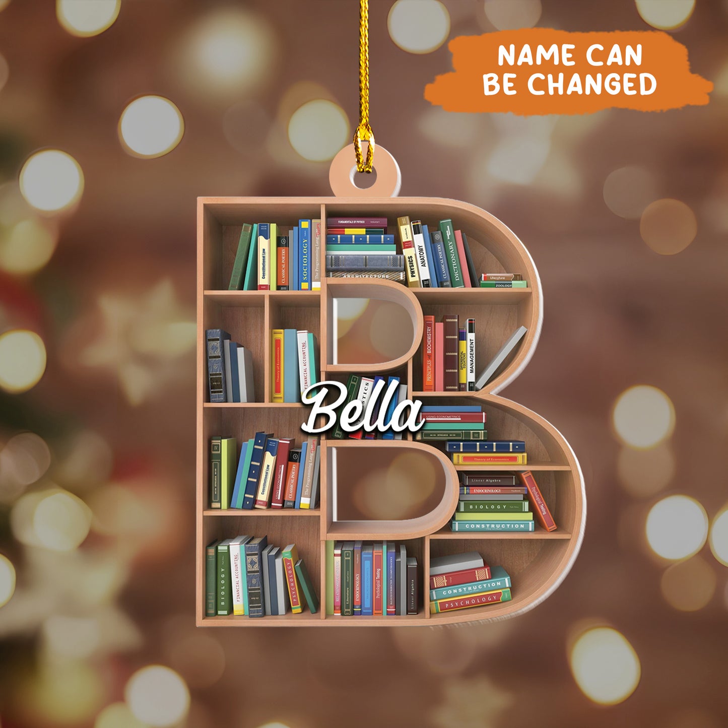 Petthouse | Personalized Christmas Book Tree Name Letter Ornament, Book Club Ornament, Book Lover Gift