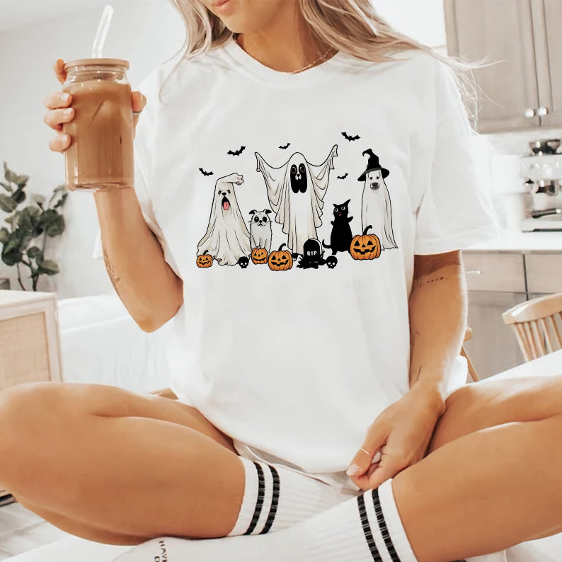 Petthouse | Cute Ghost Dog Shirt, Halloween Dog Shirt, Spooky Season Dog Vibes Shirt, Halloween Shirt