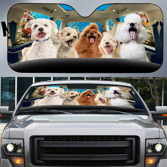 Petthouse | Dog Sunshade Poodle Under The Sea Car Sunshade Sun Visor For Car Windshield Funny