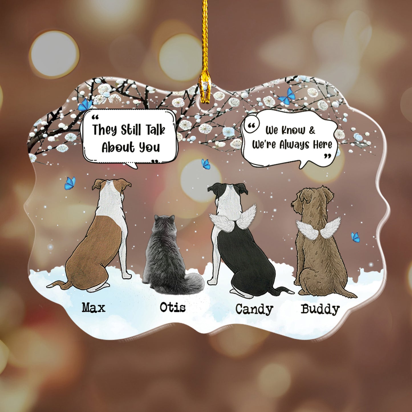 Petthouse | Personalized They Still Talk About You Memorial Dog Cat Acrylic Ornament, Dog Cat In Heaven Xmas