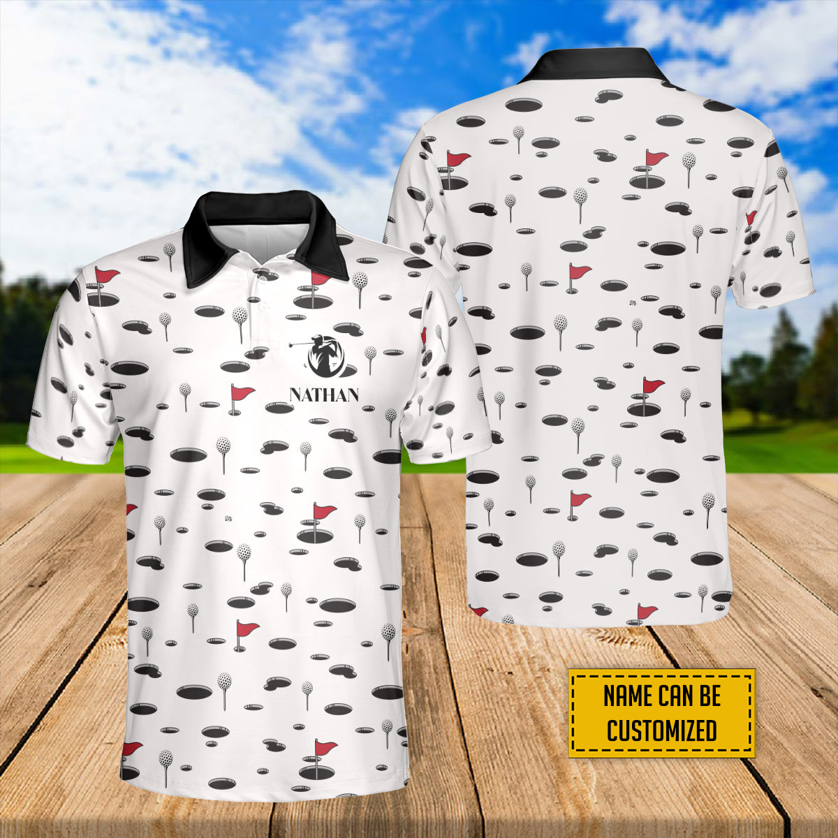 Petthouse | Customized Name Golf Holes Butter Seamless Pattern Polo Shirt Love Golf Sport Shirt Gift For Golfers