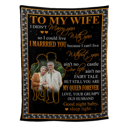 Petthouse | Personalized Name To My Wife Throw Blanket, Wedding Anniversary Blanket, Old Couple Travel Blanket