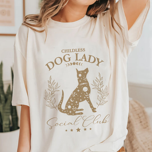 Petthouse | Childless Dog Lady Shirt, Black Dog Shirt, Social Club Shirt For Friends, Dog Lady Shirt