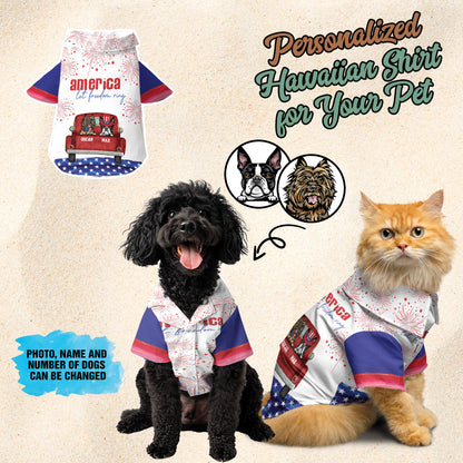 Petthouse | Custom Dog Happy 4th Of July Together Hawaiian Shirt, Gift For Dog Dad Pet Lovers