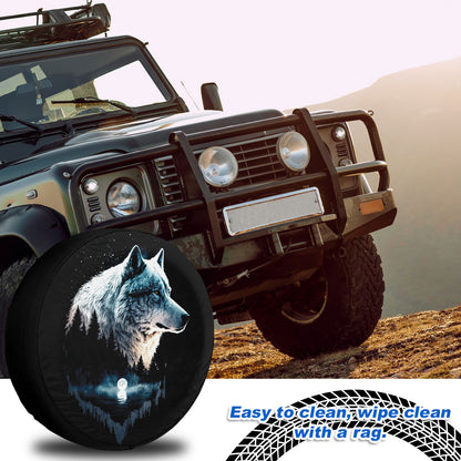 Petthouse | Wolf Mythical Camper Tire Cover Wolf Moon Night Tire Wheel Protector Wolf Lover Gifts