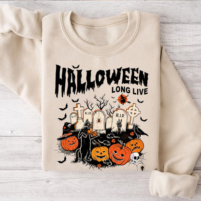 Petthouse | Long Live Halloween T-shirt, Spooky Vibes Shirt, Cat Playing Violin Halloween Vibes Shirt