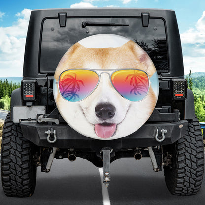 Petthouse | Corgi Hello Summer Beach Wheel Cover Waterproof Spare Tire Cover Wheel Cover Dog