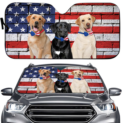 Petthouse | Patriot Car Accessories Dog Sunshade Windshield Sun Shade Labrador Retriever American Flag