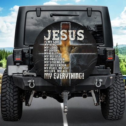 Petthouse | Lion Jesus Cross Durable Tire Protector Jesus Catholic Jesus Is My Everything Spare Tire Cover