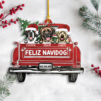 Petthouse | Personalized Feliz Navidog Christmas Acrylic Ornament, Dog Lovers Christmas Gift, Dog Xmas