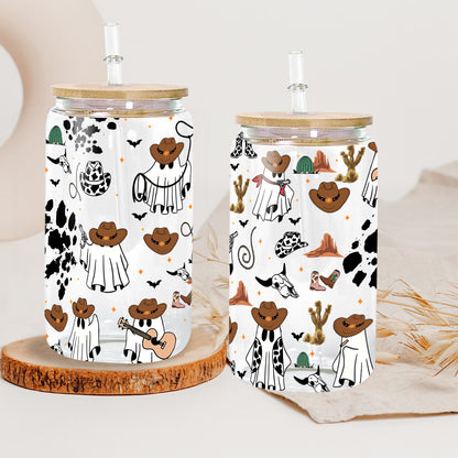 Petthouse | Ghost Wildflowers Halloween Glass Can, Cute Ghost Halloween Glass, Spooky Season