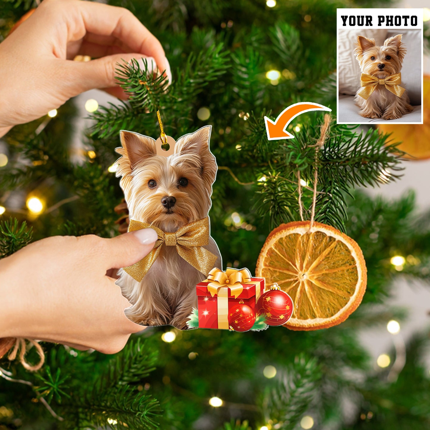 Petthouse | Customized Yorkie Puppy Christmas Ornament, Gift For Yorkie Mom, Christmas Ornament, Dog Keepsake